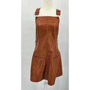 Vintage Deisel For Females Basic Science XL Brown Overall Jumper Dress Read Desc